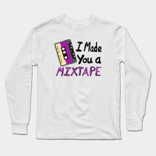 I Made You A Mixtape. From Me To You. Cassette Mix Tape with Black and Purple Letters (White Background) Long Sleeve T-Shirt